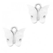 Butterfly Charm 13x14mm White-silver